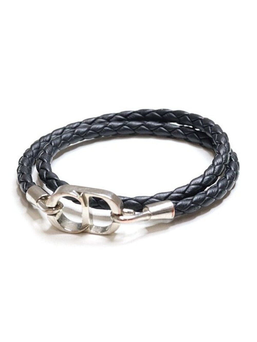 Dior CD Icon Blade Leather Double Bracelet Metal Lambskin Black